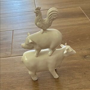 White Farm Animal Stack Figurine 11” tall